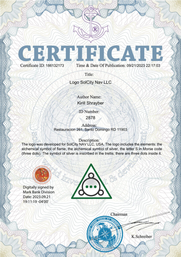 Certificate SolCity Nav LLC US trademark PDF